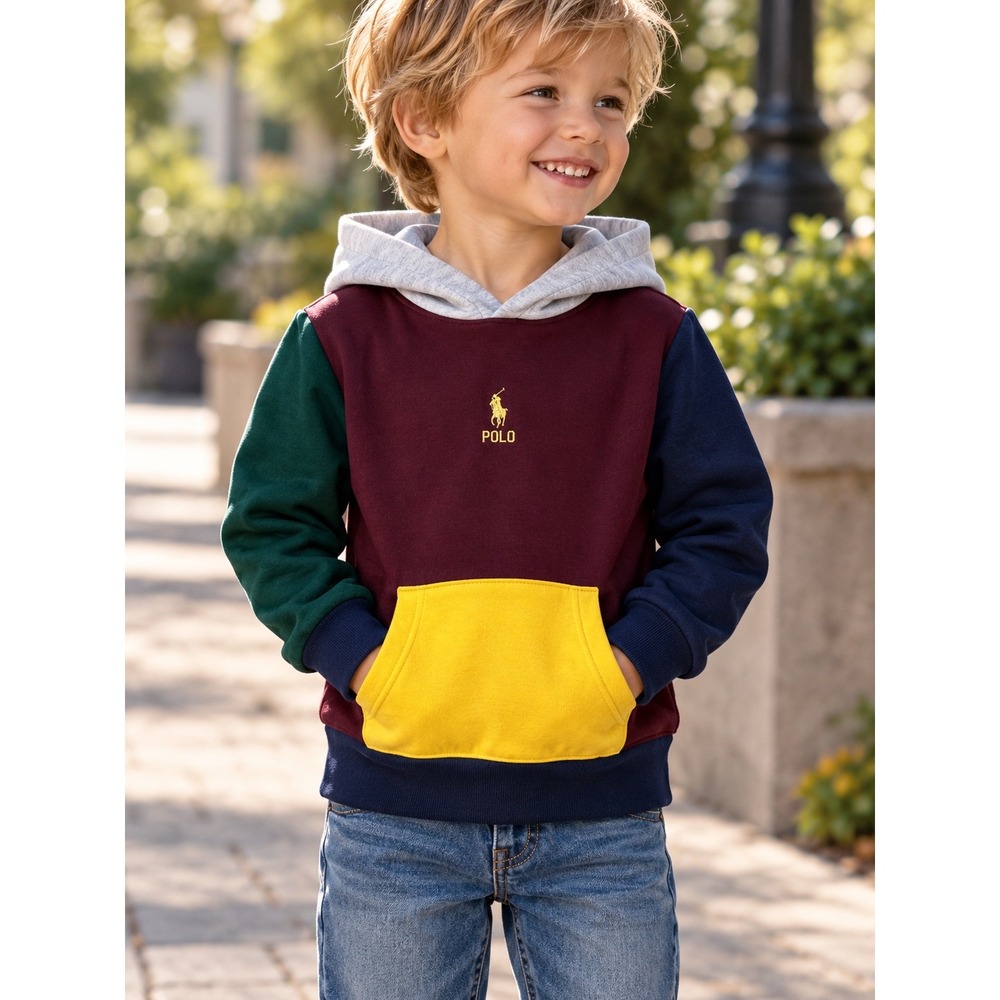 Polo Ralph Lauren Colorblock Pullover Hoodie Boys 4/4T Multi-Color